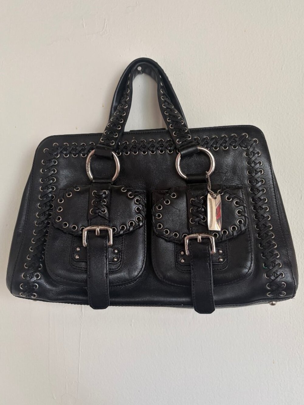 DKNY corset lace up leather bag